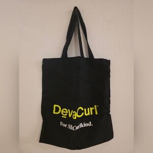 DevaCurl Black Canvas Tote Bag with Yellow Logo